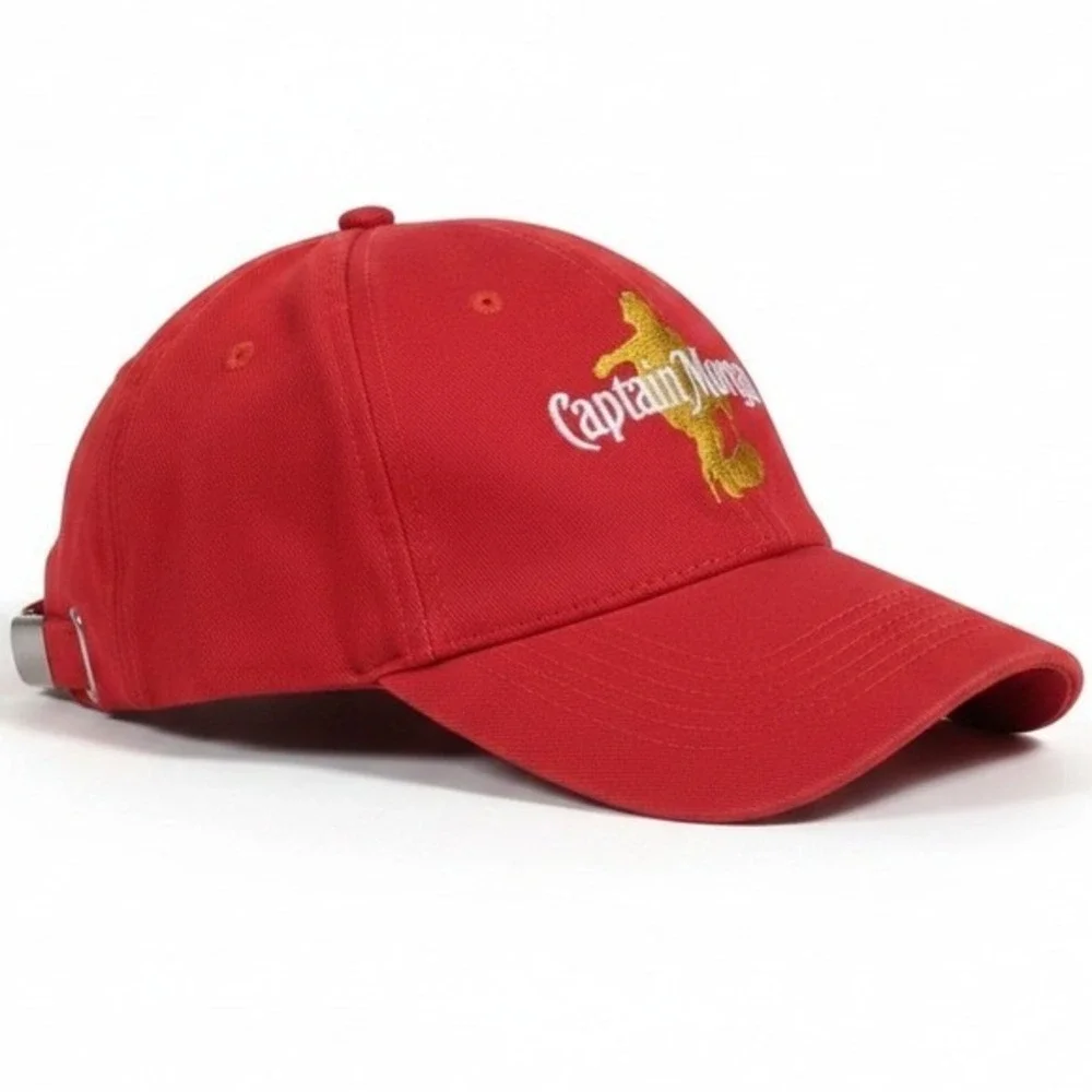 Captain Morgan‎ Red Baseball Hat Cap Gold Embroidered Logo Adjustable DS-1045
